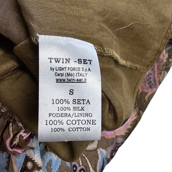 Twin-Set Simona Barbieri 100% Silk, Floral Tie Sleeve Dress, Sequin Embellish, S - Picture 5 of 7